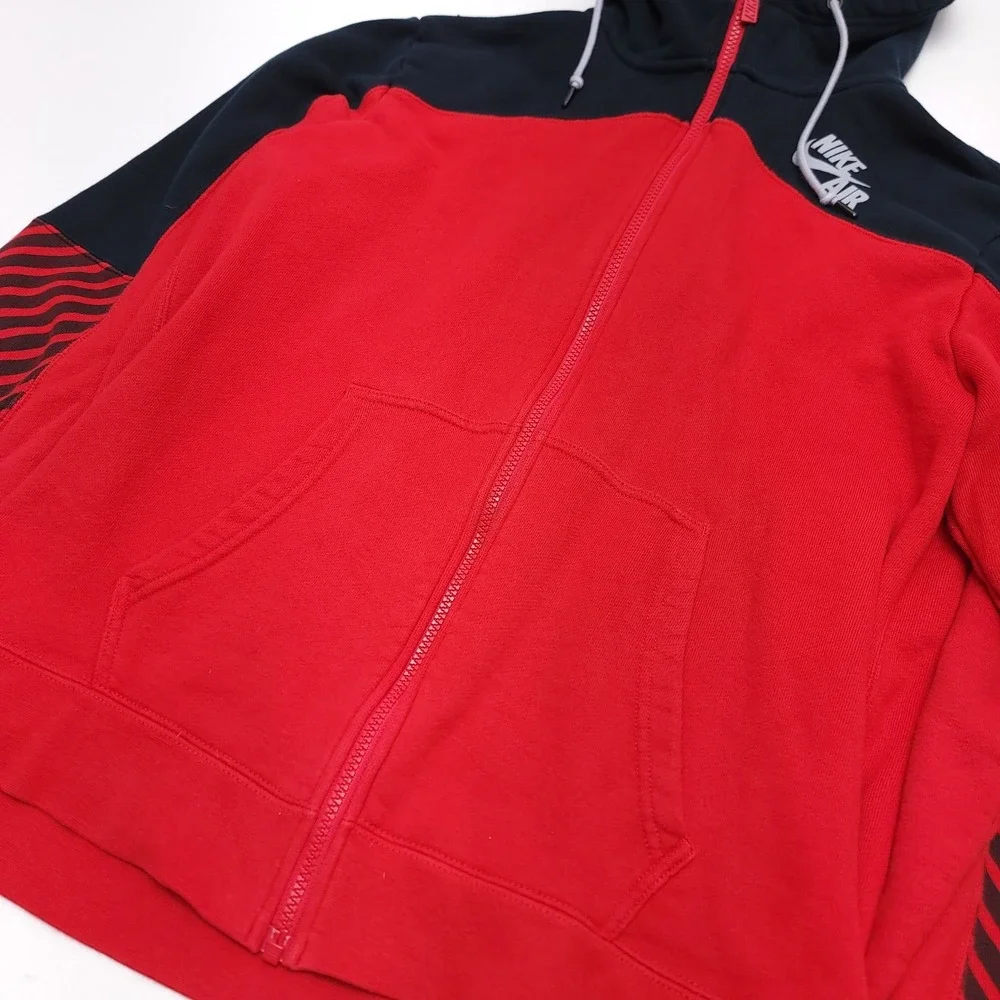Vintage Nike Air Red Tag Men's Size Large Zip Up Black Hoodie Jacket Y2K READ‎